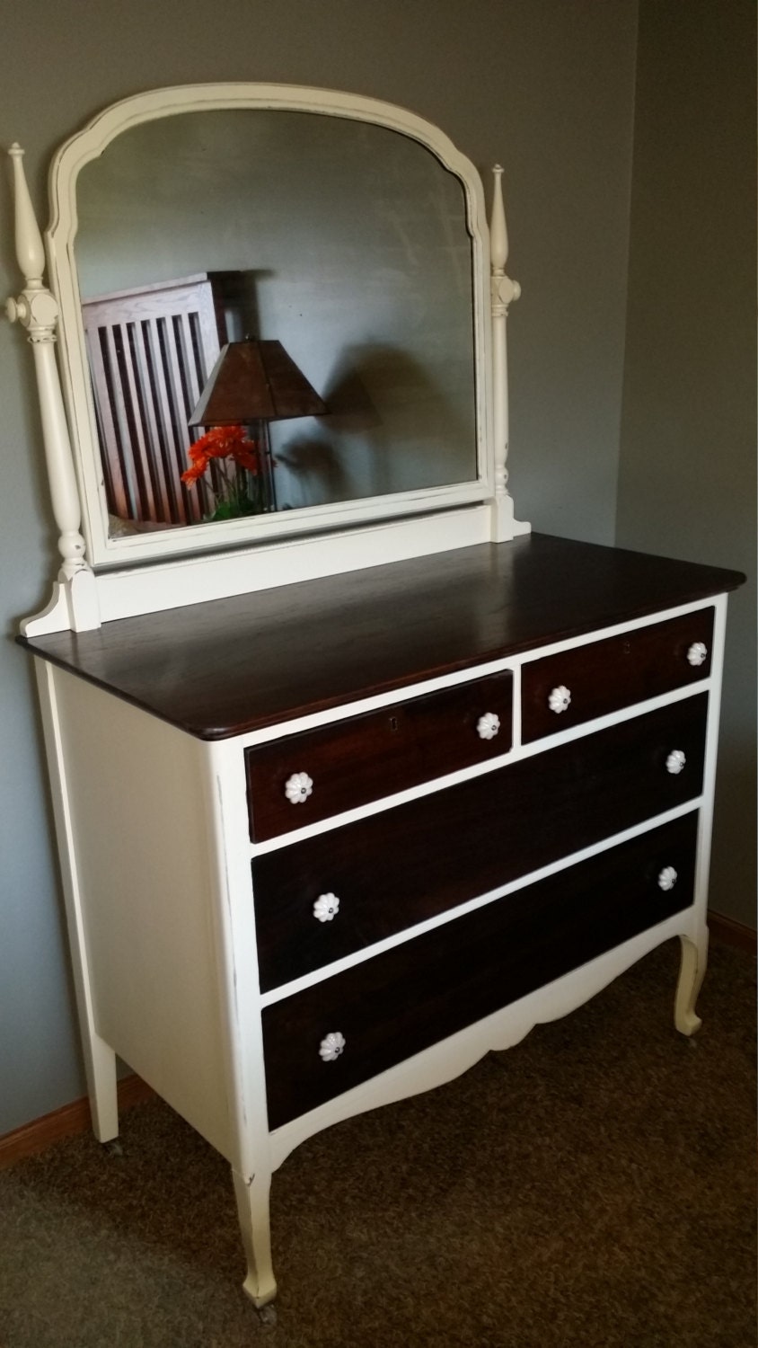 antique dresser 1920s refinished walnut dresser
