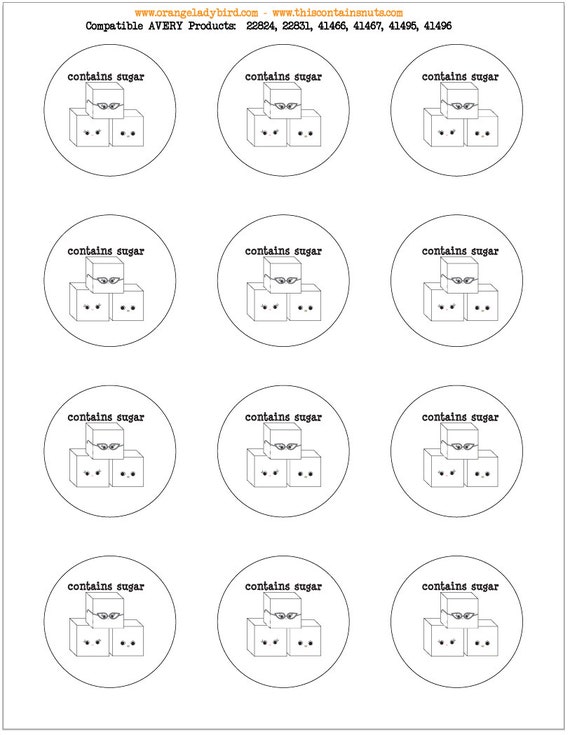 This Contains Sugar Rounds 12 per page Circles AVERY