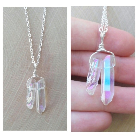 Wire Wrapped Angel Aura Quartz Crystal Necklace by DrunkenMermaid