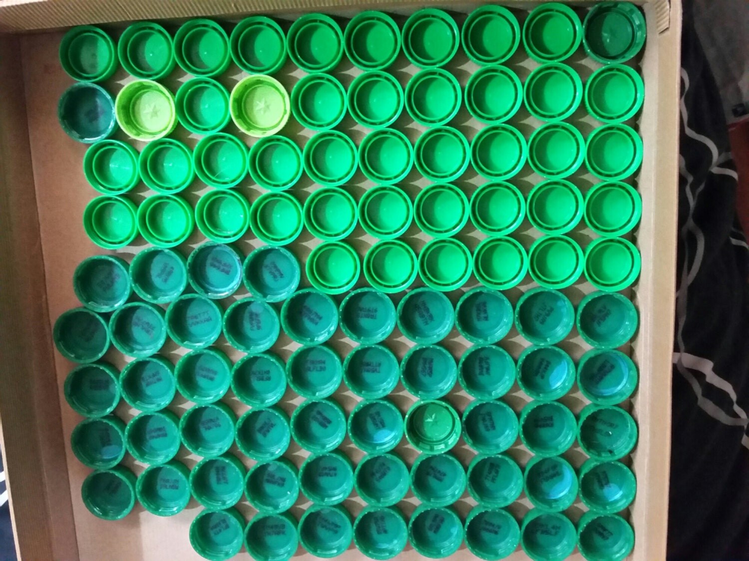 100 Used Coke Plastic Bottle Caps Color green Coca by ZiseMatters