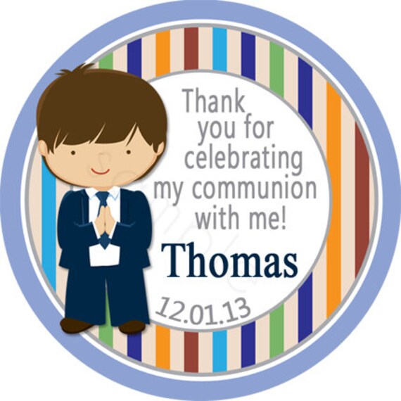 First Communion Boy Personalized Stickers Trendy Multi Color