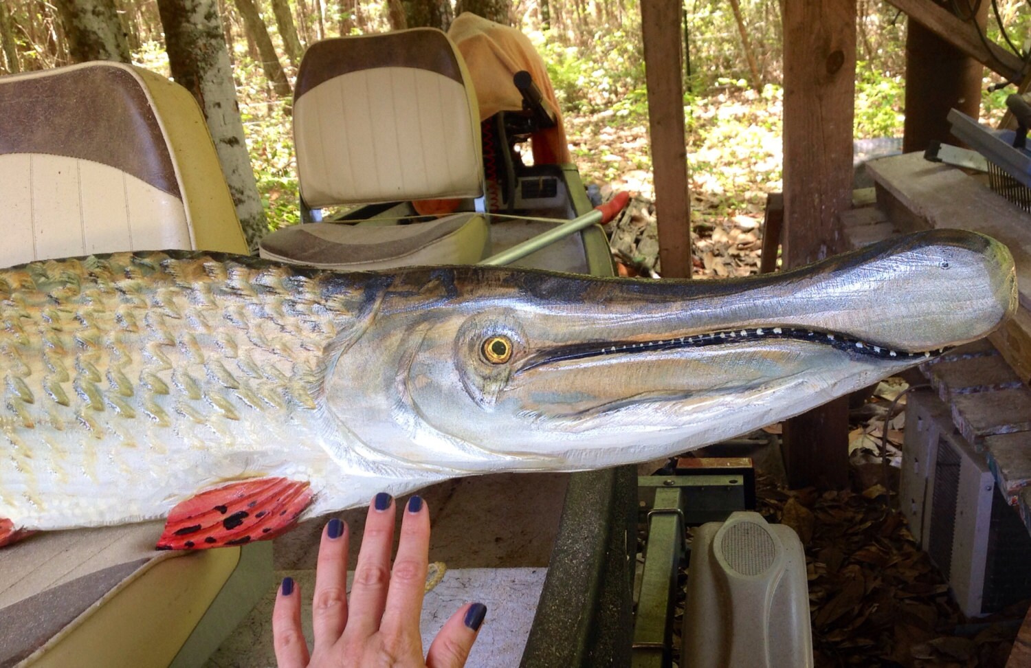 Alligator Gar 5ft wood chainsaw fish carving Todd Lynd
