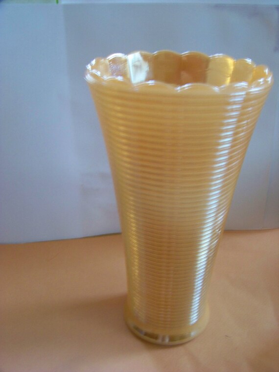 Iridescent Orange Milk Glass Vase Depression by walkingwithjulann