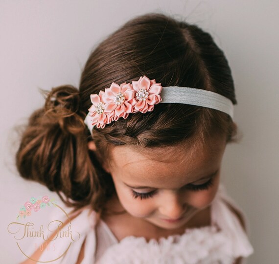 Baby headbands,Girls headband, Flower Headband, Baby Hair Bows, Baby Girl Headband, Baby Bows, Bubblegum chunky necklace for little girls by ThinkPinkBows