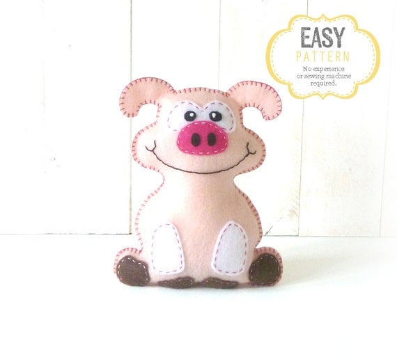 Pig Stuffed Animal Sewing Pattern Plush Pig Sewing Pattern
