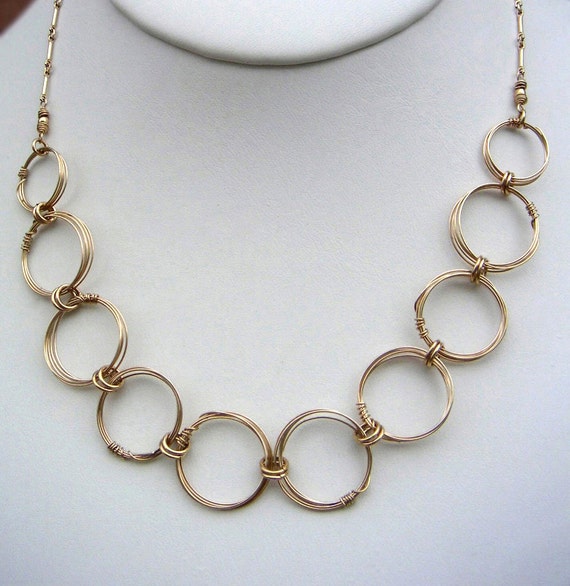 Gold Open Circles Necklace Gold Rings Necklace Large Link