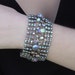 Rhinestone Bracelet, 9 Rows, Blue Rhinestone Bracelet, Aurora Borealis, Chunky Bracelet, Vintage Jewelry, Large Rhinestone Bracelet,