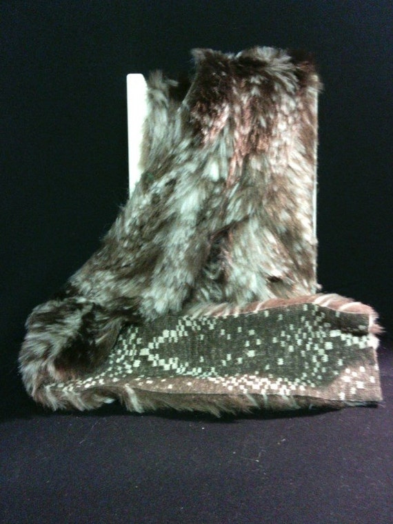 Brown and White Faux Fur Trim 4 Inch Wide Sold By The Yard