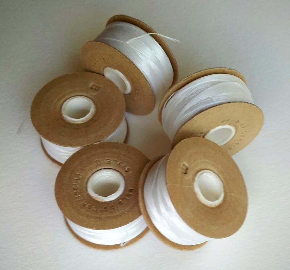 White Belding Corticelli size B nylon thread 72 yds, nymo, vintage