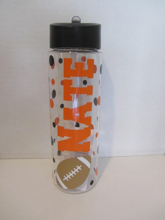 Personalized water bottle football soccer or by DottedDesigns