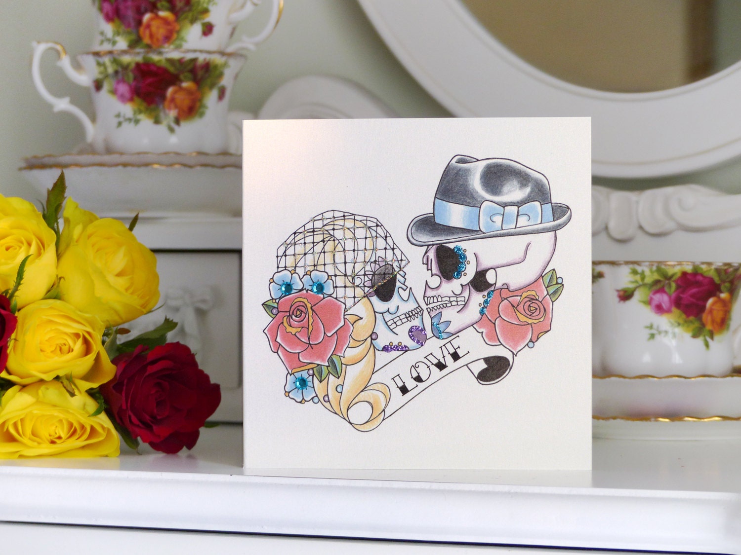 50's Bride and Groom Sugar Skull tattoo by VickiliciousDesigns