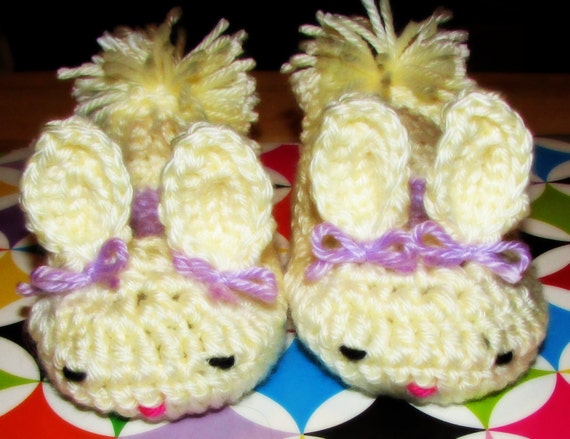SweetLiLMonkey crochet Bunny size 4 Slippers Toddler slippers 4 Etsy Crochet for Size baby on  by