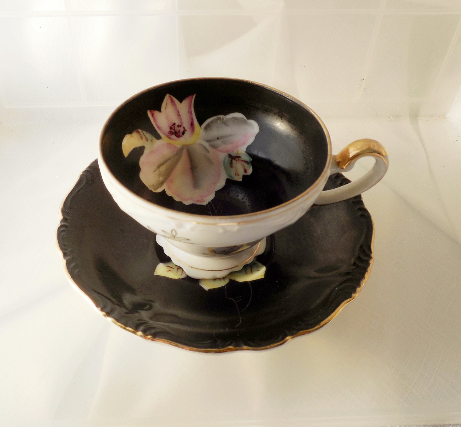 Vintage Royal Sealy China Porcelain Made in Japan Black Cup