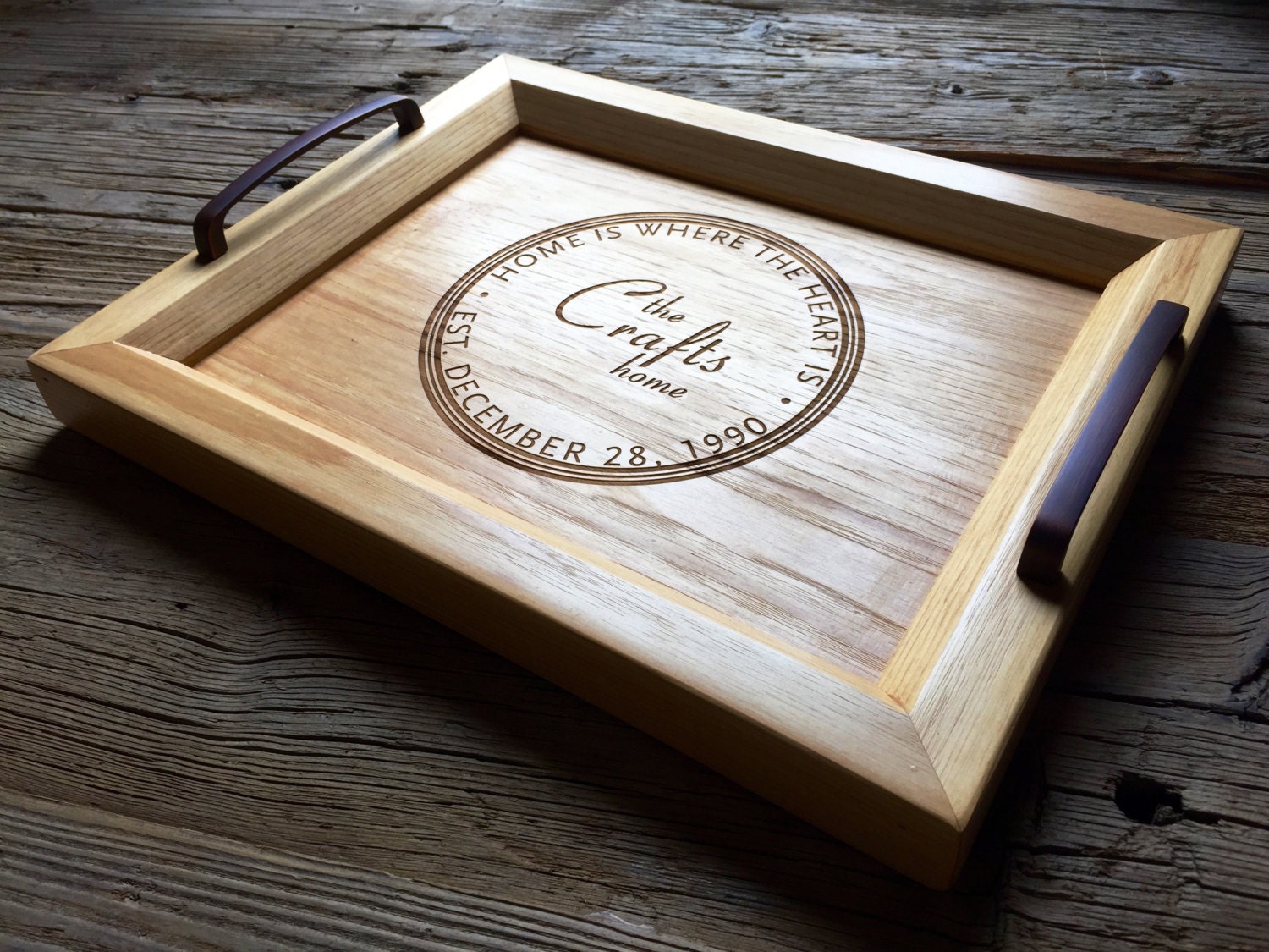 Personalized Engraved Wood Serving Tray by TaylorCraftsEngraved