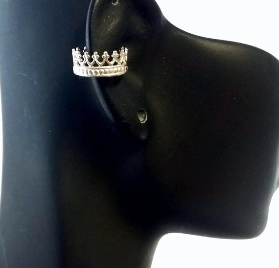 Crown Ear Cuff Sterling silver cartilage cuff silver crown