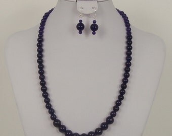 Necklace & Earring Set, 20" long, Russian Amethyst Gemstone Beads