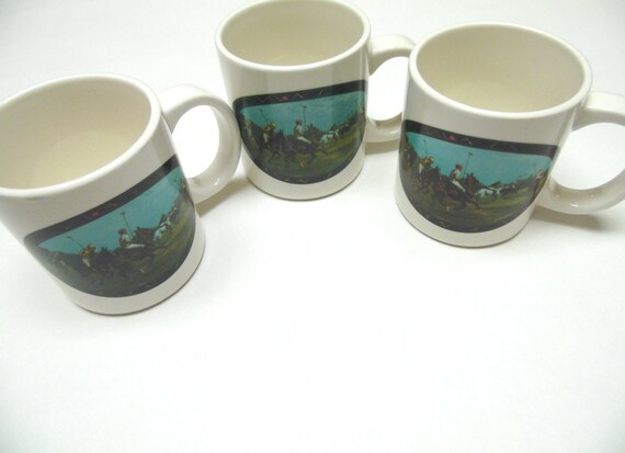 Polo Coffee Cup Mug Ralph Lauren Set of Three Horse