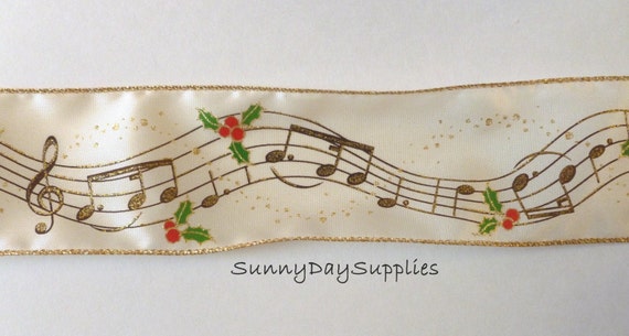 Christmas Music Ribbon Musical Notes Music Wide Wired