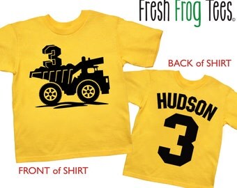 Dump Truck Shirt Personalized Double Sided Construction Birthday Shirt - any age and name - pick your colors!