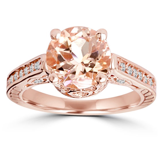 Morganite And Diamond Engagement Ring 2.00CT Morganite