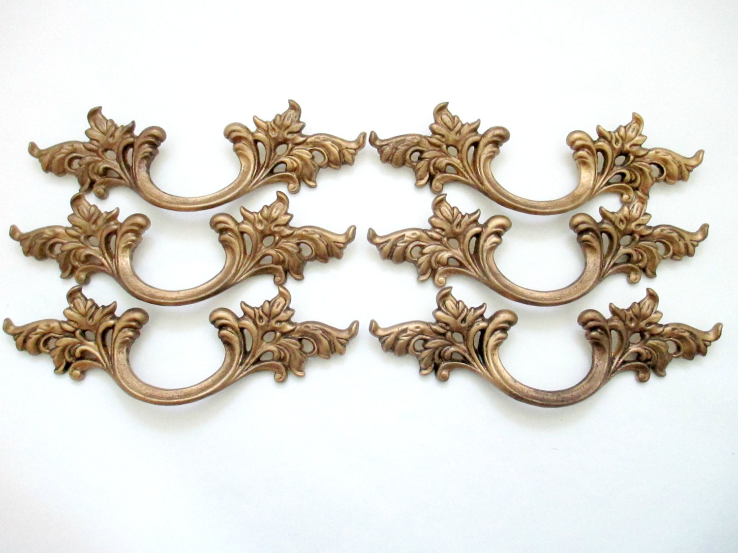 RESERVED Large French Provincial Drawer Pulls 4.5″ centers Lot of 6