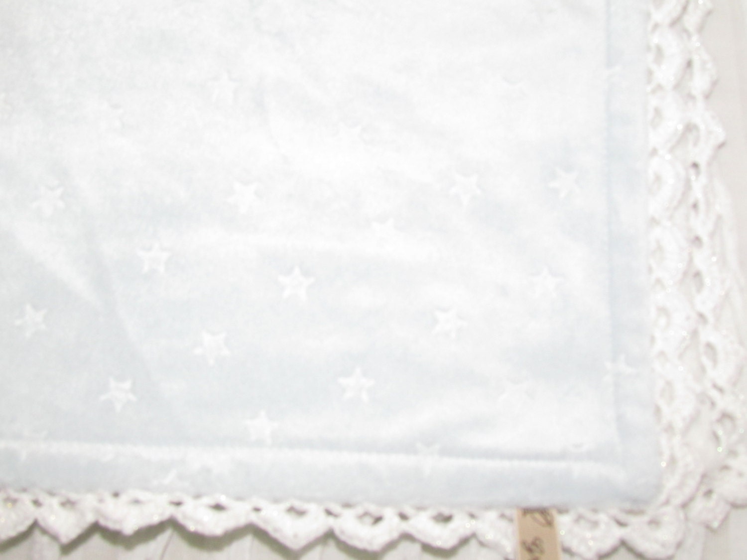 Minky baby blanket 30 X 36 light blue minky stars
