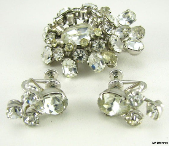 Vintage Crystal Eisenberg Jewelery Set Jeweled Chunky
