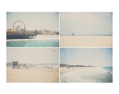 beach photograph, santa monica, pacific ocean, santa monica pier, beach decor, beach, california, landscape photography, LA, blue