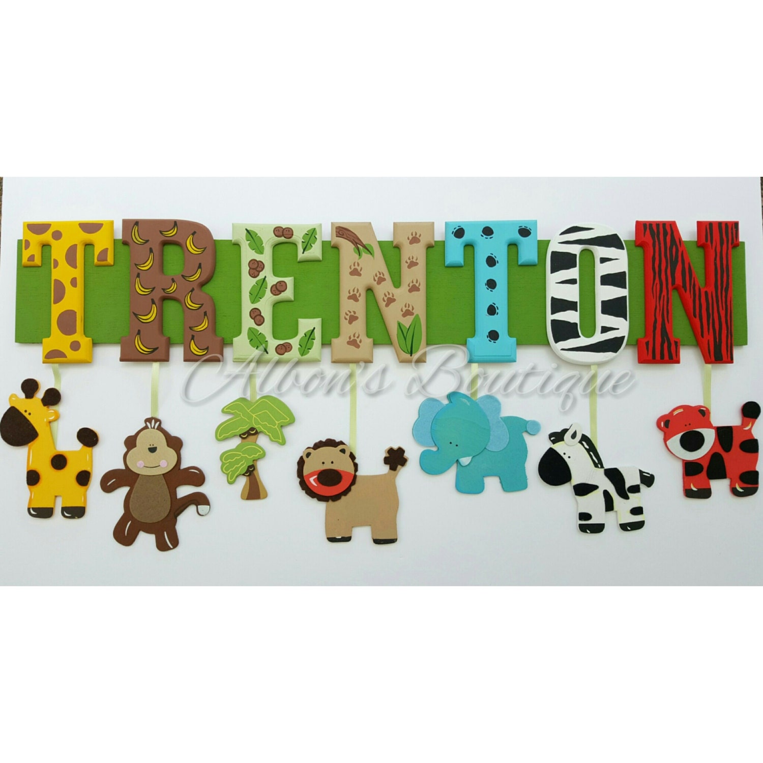 7 letter name custom jungle zoo safari themed by albonsboutique