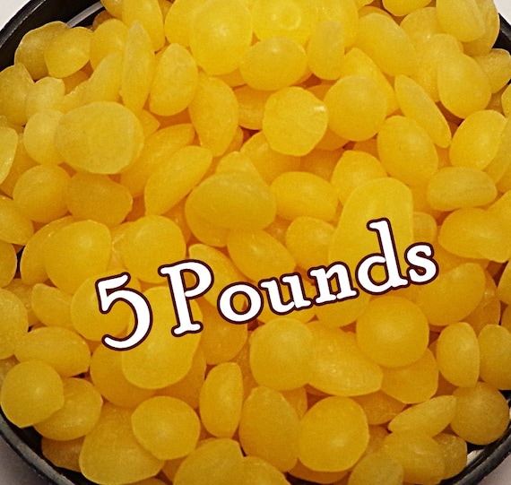 Bulk YELLOW BEESWAX Pellets 5 Pounds Sweet Honey Scent by WildHerb