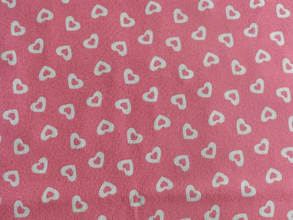 Pink with White Hearts Knit fabric by the yard