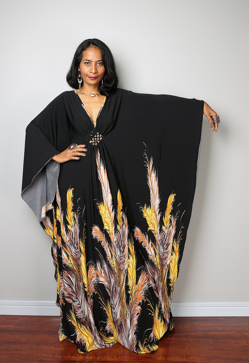 Black Kaftan Dress Kimono Butterfly Dress: Funky Elegant