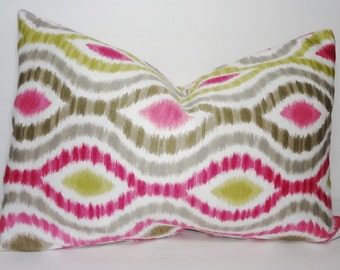 Raspberry Ikat Lumbar Pillow Cover Decorative Pillow Ikat lumbar Throw Pillow Cover 12x20