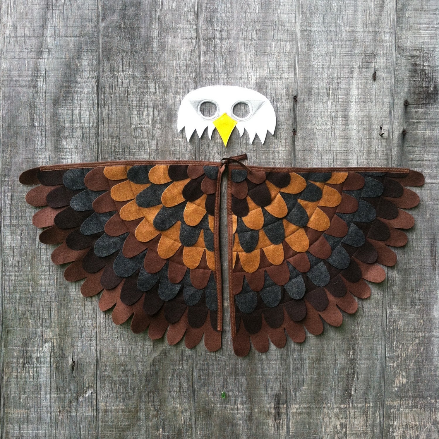 BALD EAGLE COSTUME Set 2 piece set // Wings and Mask