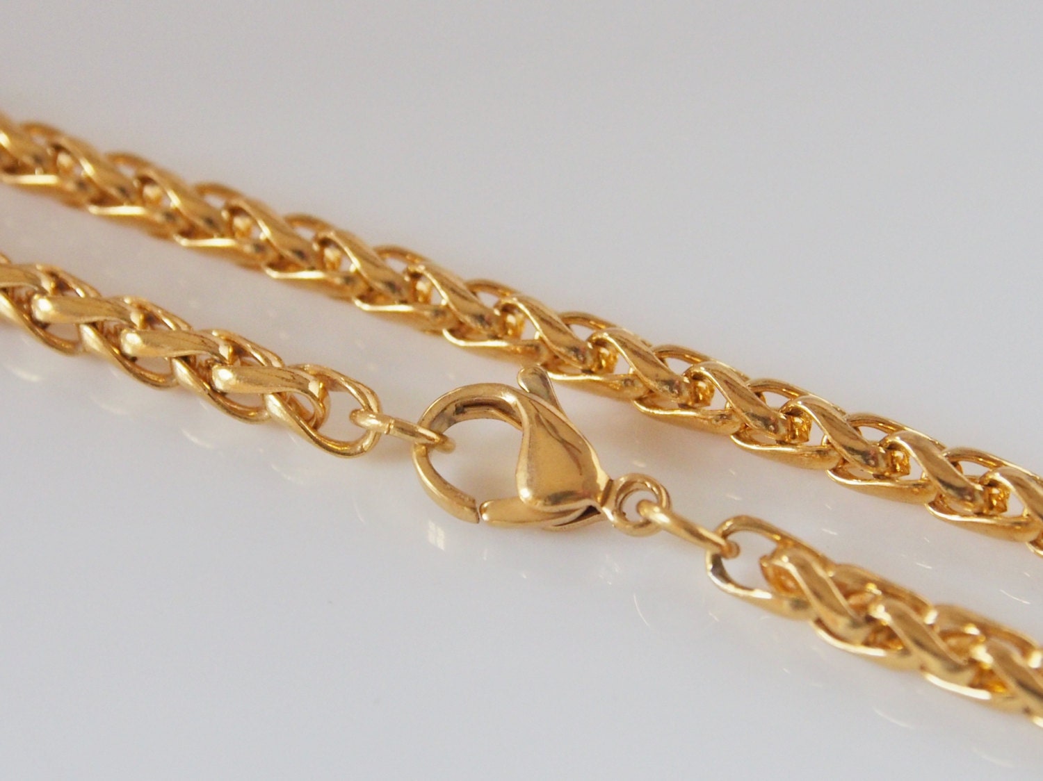 Gold Stainless Steel Chain Wheat Braided Chain Foxtail