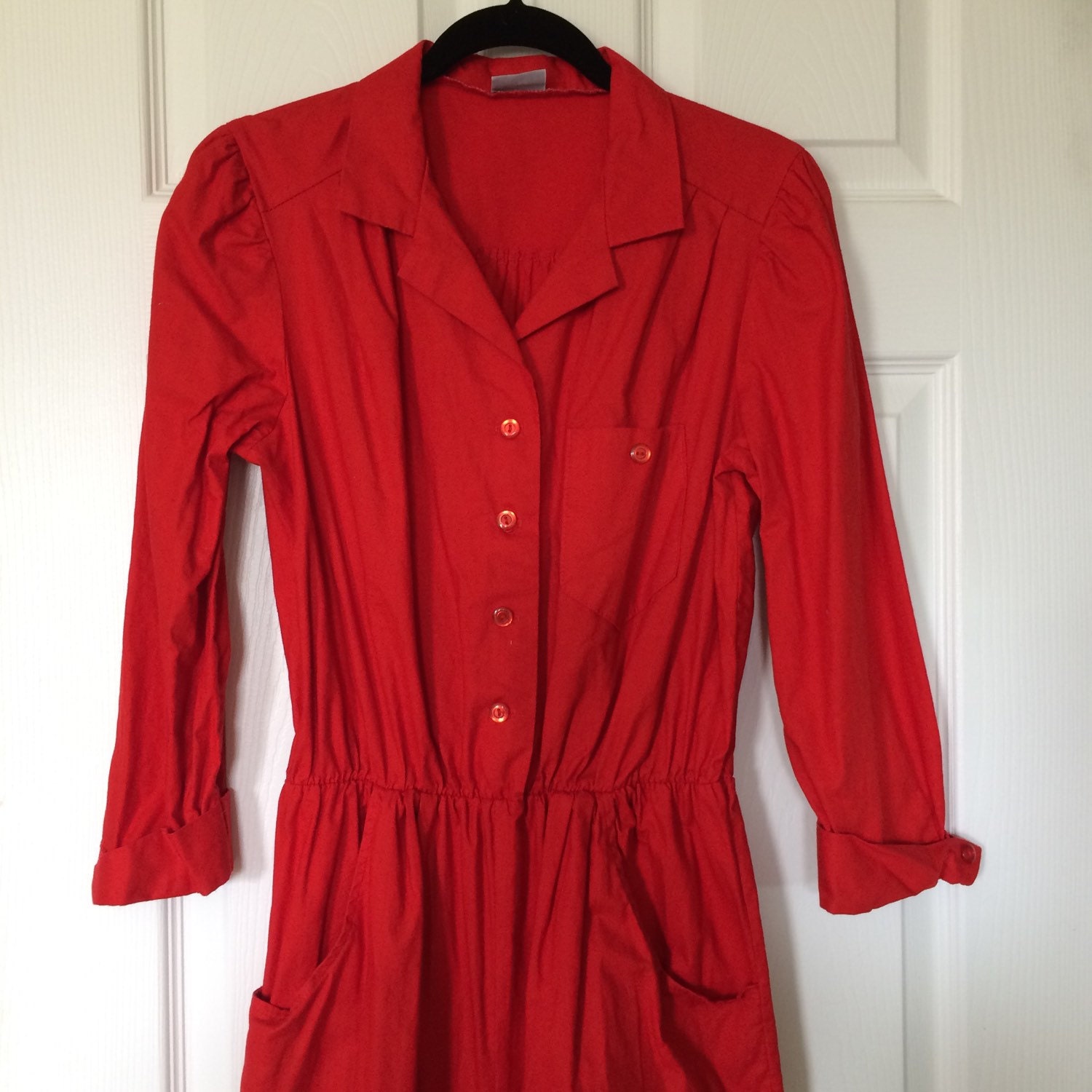 Red JCPenney jumpsuit elastic waist long sleeve small medium