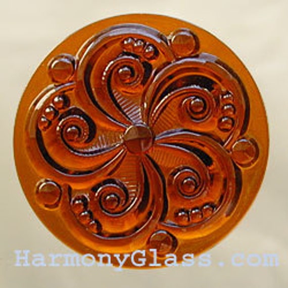 Swirly Dark Amber Stained Glass Jewel 35mm