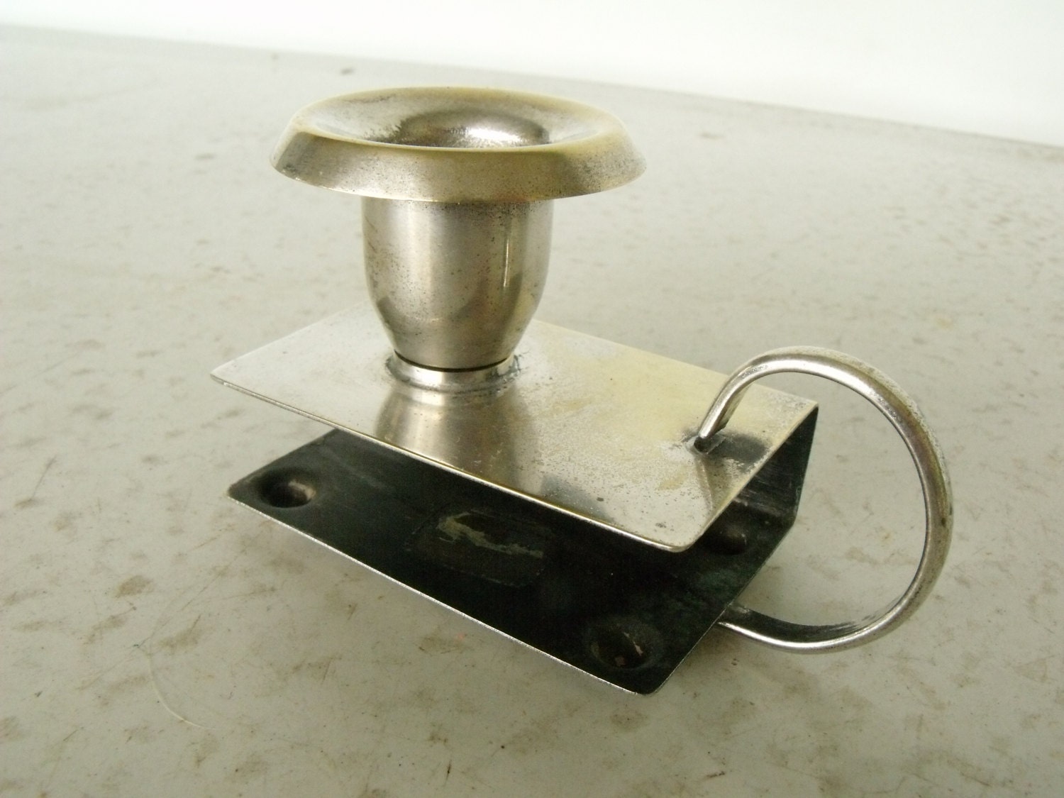 Small Candle Holder with Match Box Silver Plated Candlestick