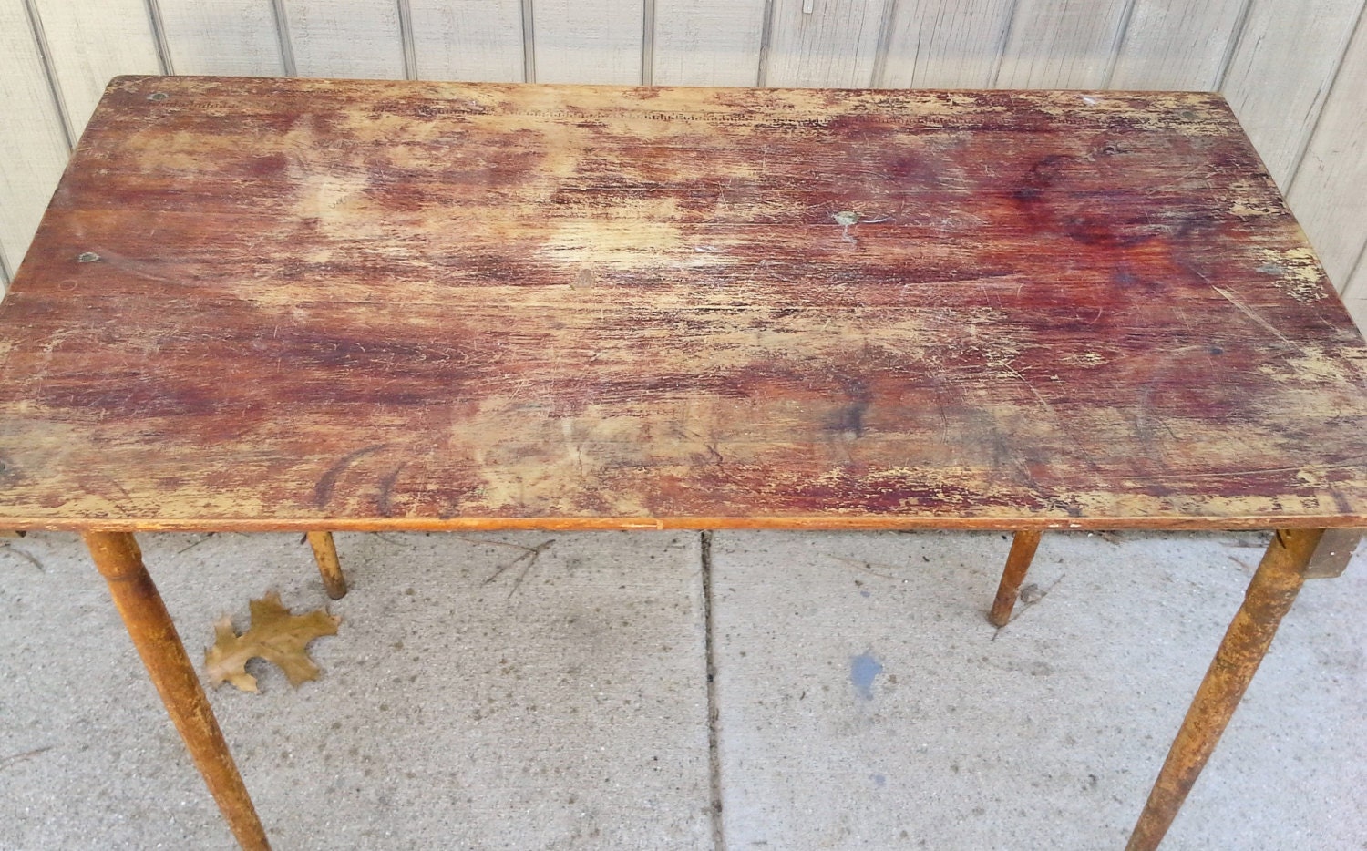 Antique Folding Sewing Table with Ruler by theindustrycottage