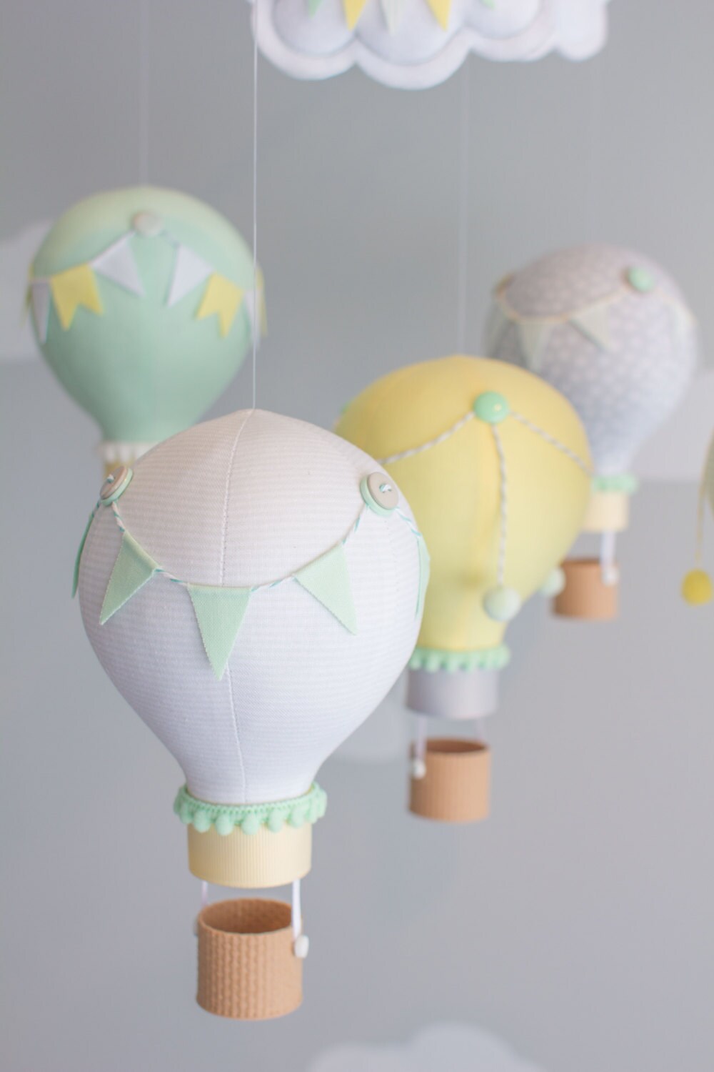 Gender Neutral Baby Mobile Hot Air Balloons Travel Theme