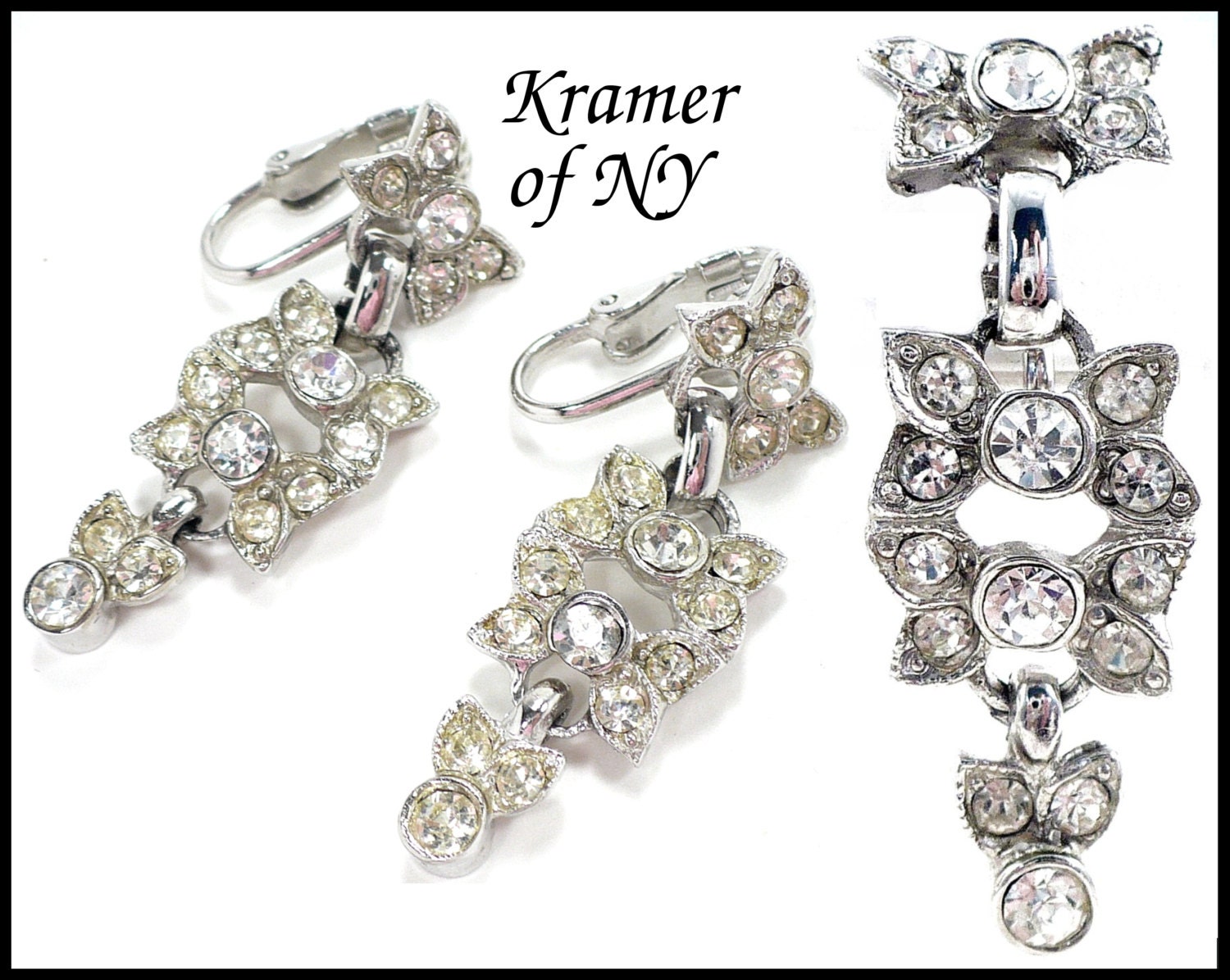 vintage kramer rhinestone earrings