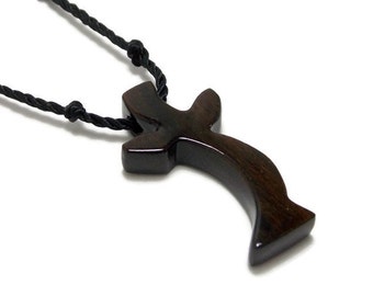 Mens Cross Pendant Necklace, Mens Jewelry Cross, Men's Cross Necklace, Religious Pendant, Wood Cross Pendant, Ebony Cross, Jewelry for Men