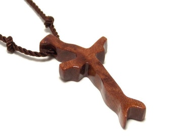 Mens Jewelry Cross, Mens Cross Necklace, Wood Cross Necklace, Wooden Cross Pendant, Cross Necklace, Wood Cross Pendant, Husband Gift