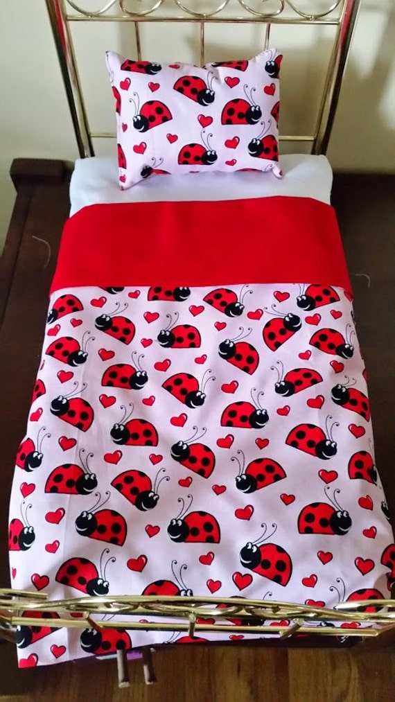 Lady bug bedding set for american girl doll