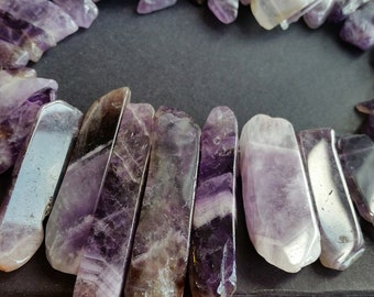 Special Offer 50% Off --- Raw Natural Amethyst Nuggets / Rectangular Forms / Side Drilled (t.s na) (LQUN)(25-35-45)