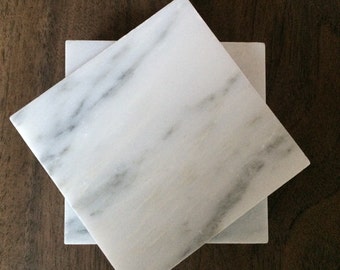 Carrara Marble Coasters 4"x4" set of 4