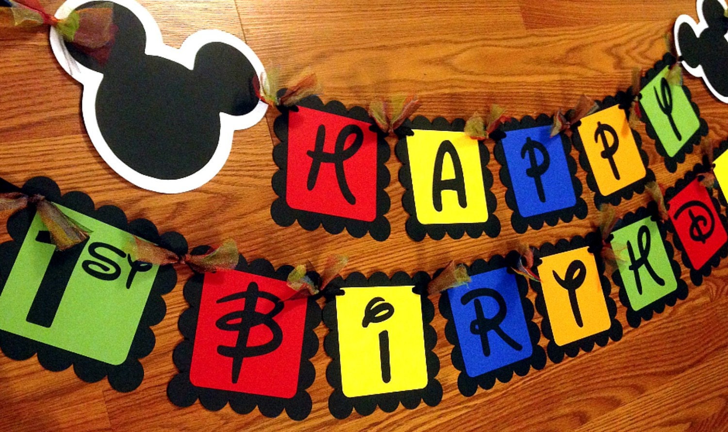 Mickey Mouse Inspired Happy Birthday Banner