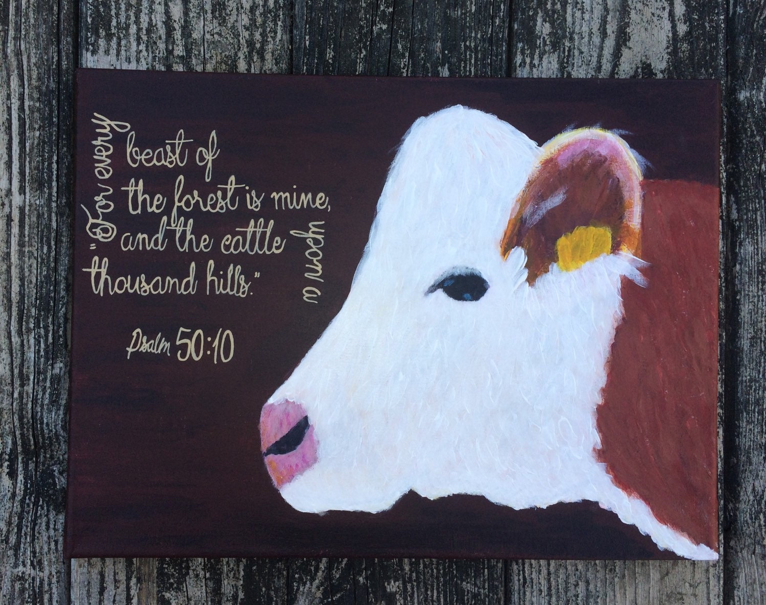 Painted Cow Canvas With Scripture by ThePipelinersWife on Etsy