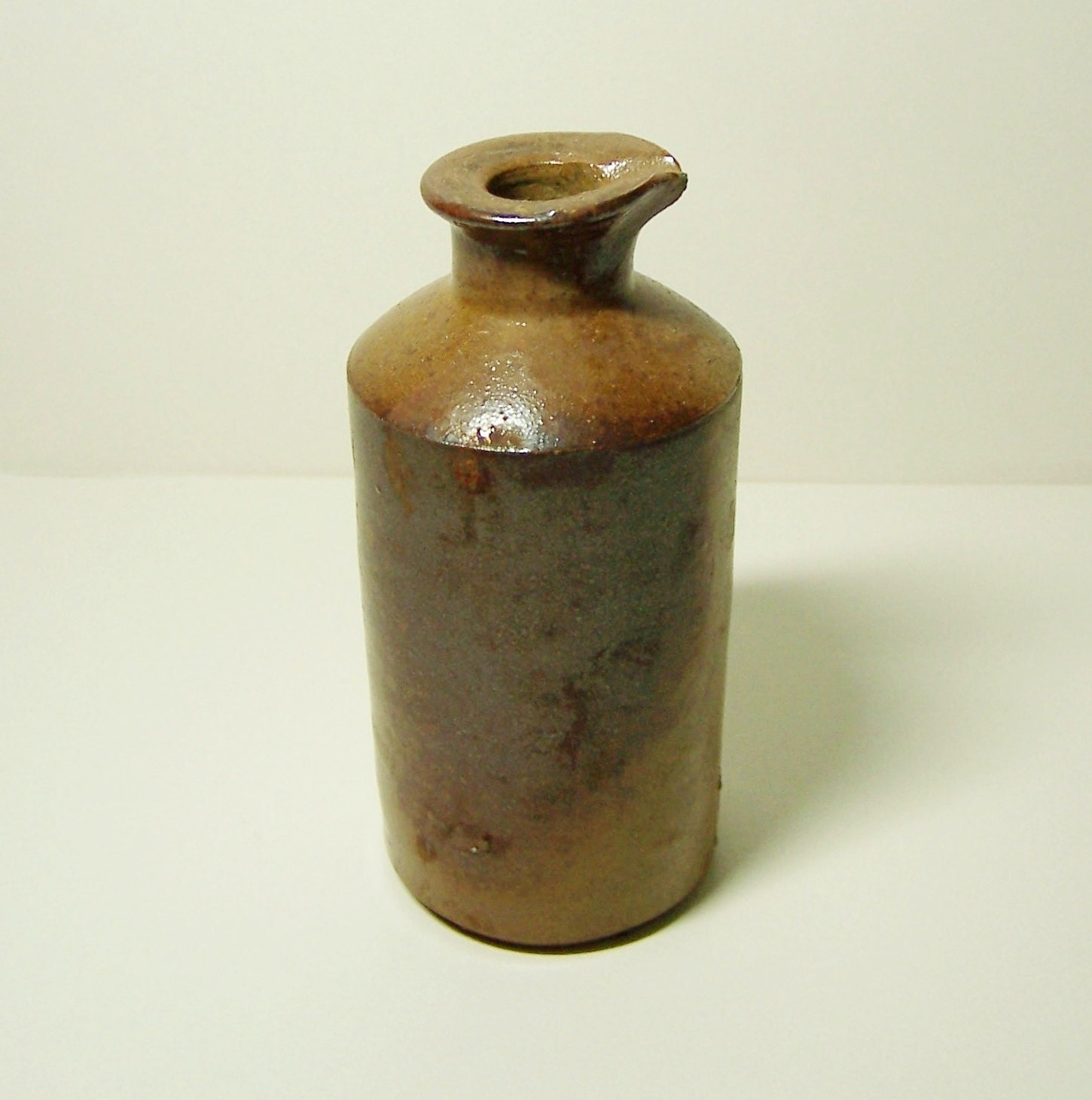 ANTIQUE INK BOTTLE Salt Glazed Stoneware Impressed Mark