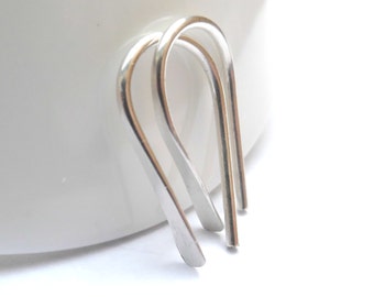 Ear Crawler Earrings, Argentium Silver Hammered Earrings, Silver Drop Earrings, Silver Ear Bar Stud, Ear Cuff, Ear Climber Earrings